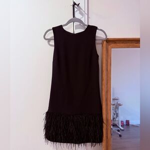 Sam Edelman Black Feather Hem Sheath Midi Dress